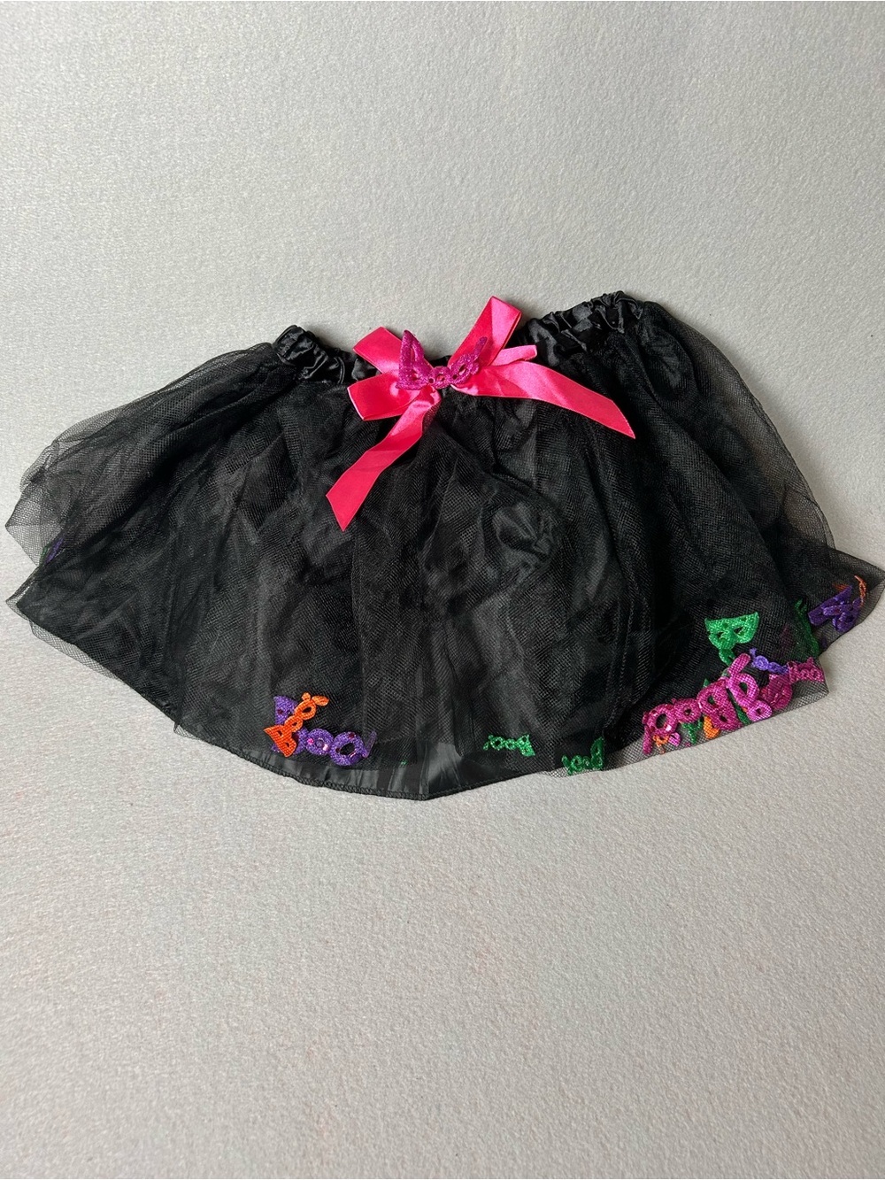 Girls Halloween Black Tulle Skirt Pink Bow embellishments one size